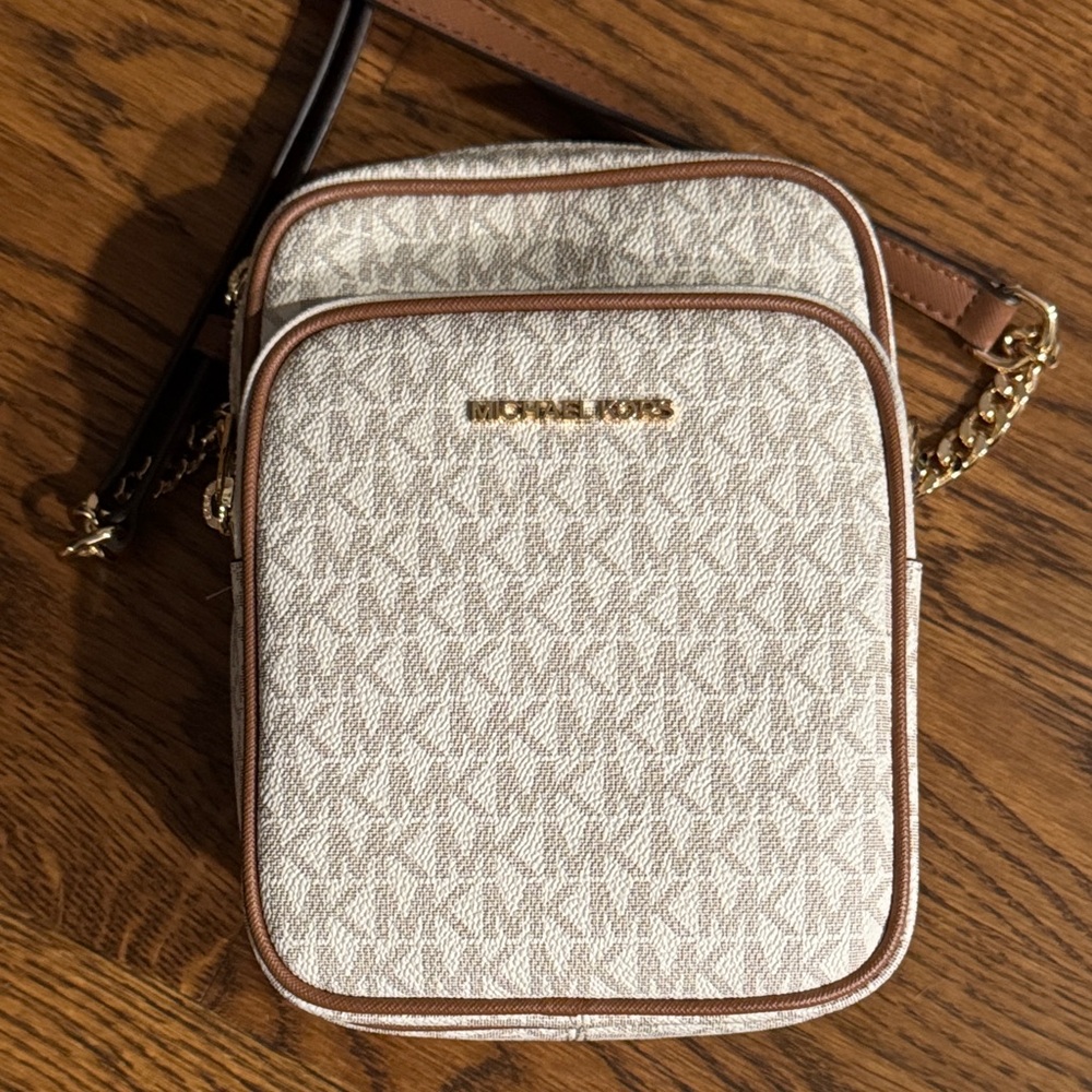 Michael Kors Beige and Brown Crossbody Bag